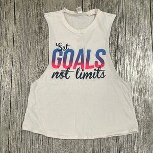 White Sleeveless Cropped Graphic Tee